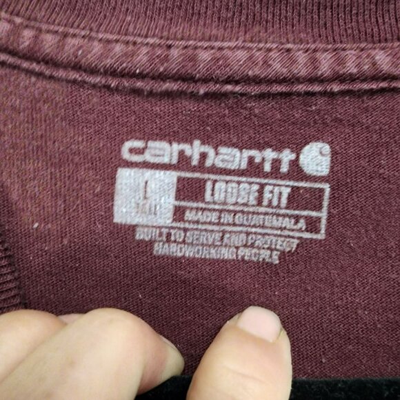 Carhartt Shirt Mens Large Tall Burgundy Red 1/4 Button Long Sleeve Sweatshirt - Picture 3 of 8